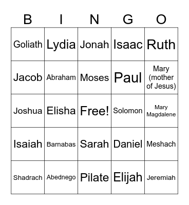 BIBLE BINGO Card