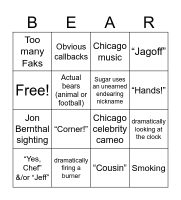 Bear Bingo Card
