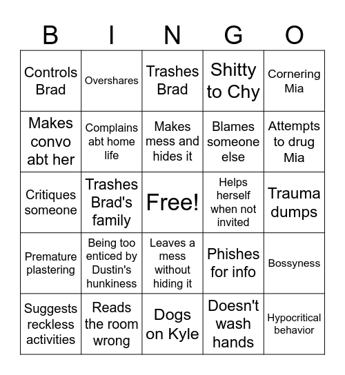 Bitchy Bingo Card