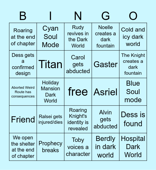 D E L T A R U N E     C H A P T E R    6 Bingo Card