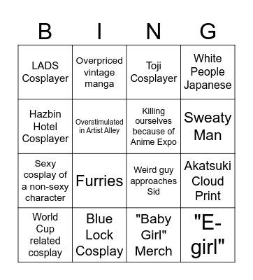 AniMe Bingo Card