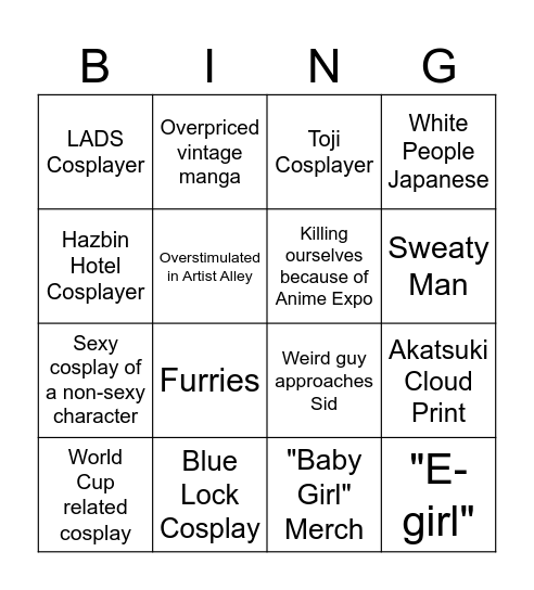 AniMe Bingo Card