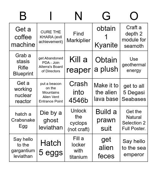 subnatica :steamhappy: Bingo Card