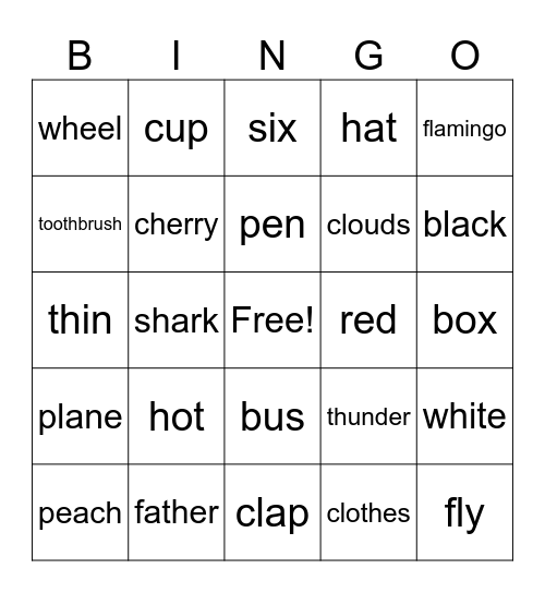 Phonics Bingo Card