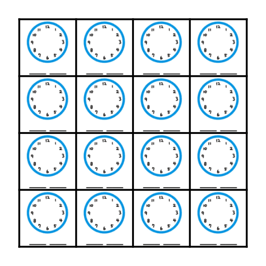 What time is it? Bingo Card