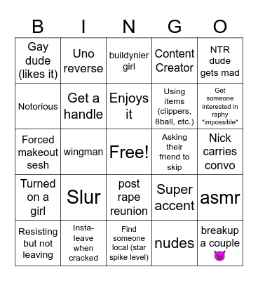 Neighbors Bingo Card