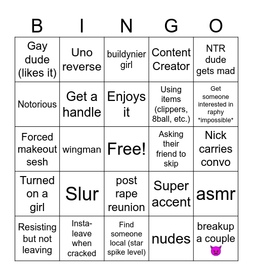 Neighbors Bingo Card