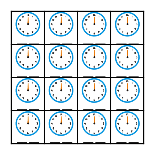 What time is it? Bingo Card