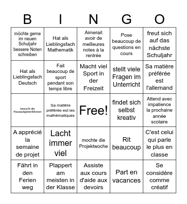 Binge Ende des Jahres / La fin de l'année Bingo Card