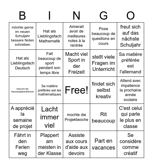 Binge Ende des Jahres / La fin de l'année Bingo Card