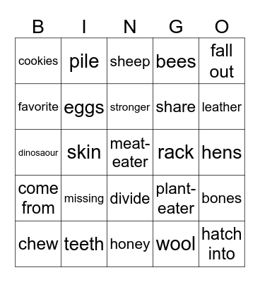 Vocabulary Review! Bingo Card