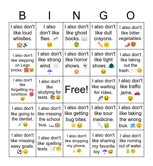 B17 L3 I also don't like tight shoes. 🧥😖 Bingo Card