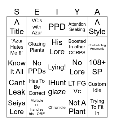IA Catchphrases Bingo Card