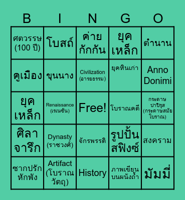 ชุมนุมHistory Bingo Card