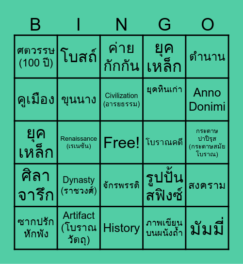 ชุมนุมHistory Bingo Card