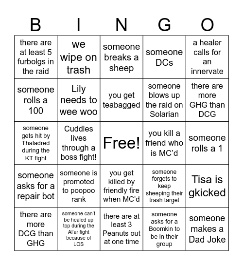 Going Ahead TK BINGO Card