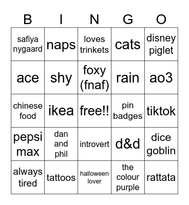 jen bingo Card