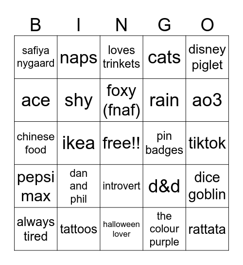 jen bingo Card
