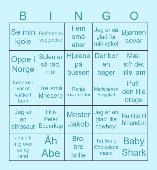 Celinas Babyshower Bingo Card
