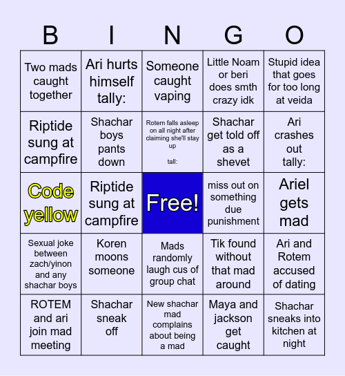 Rotem & Ari BINGO Card
