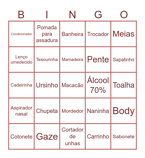 CHÁ ARRAIAL DA ISA Bingo Card