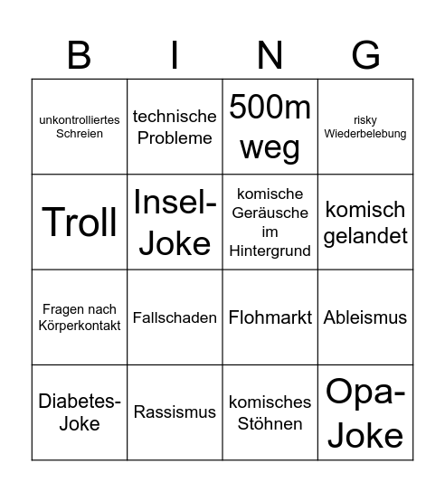 Justin Bingo Card