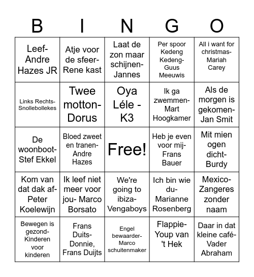 Foute Bingo Card
