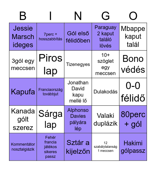 Ro VBingó Bingo Card