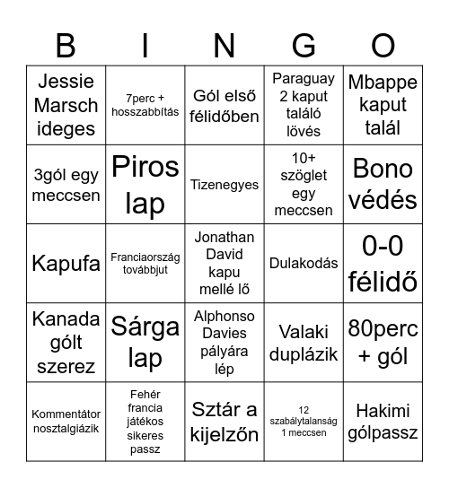 Ro VBingó Bingo Card