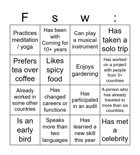 QMM Bingo Card