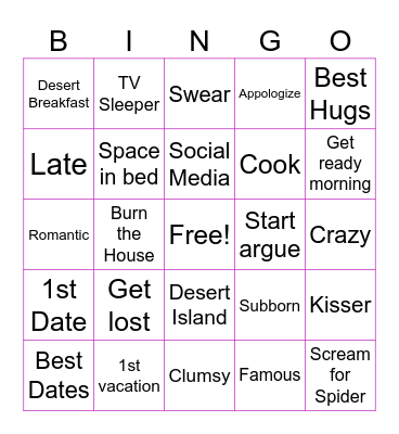 Jenny and Stefan Shoe Bingo Card