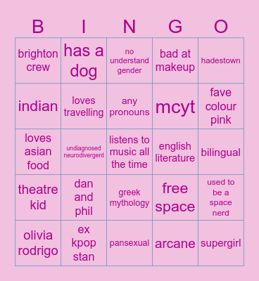 naina bingo!!! Bingo Card