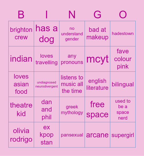 naina bingo!!! Bingo Card