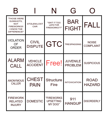 4TH OF JULY DISPATCH BINGO Card