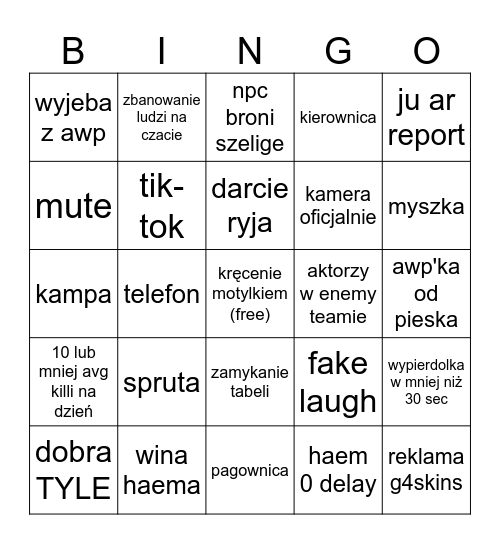 SzeliS Bingo Card