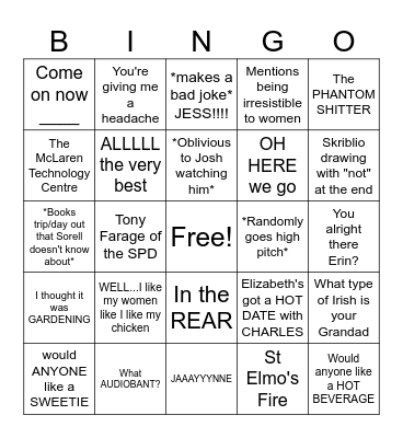 Taran Bingo Card