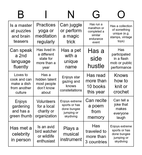 Find Someone Who... Bingo Card