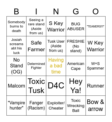 Bridger Western Bingo Card