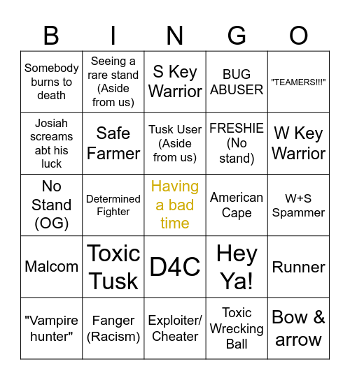 Bridger Western Bingo Card