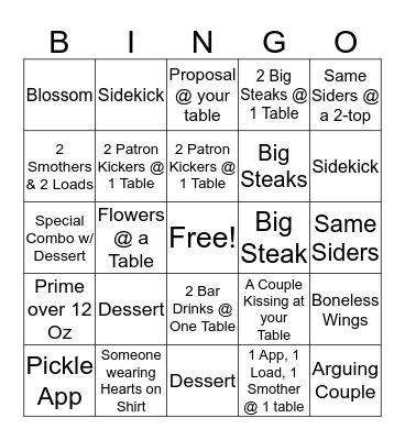 Valentine's Day Bingo Card