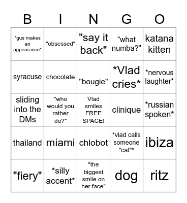 Chloe bachelorette bingo Card