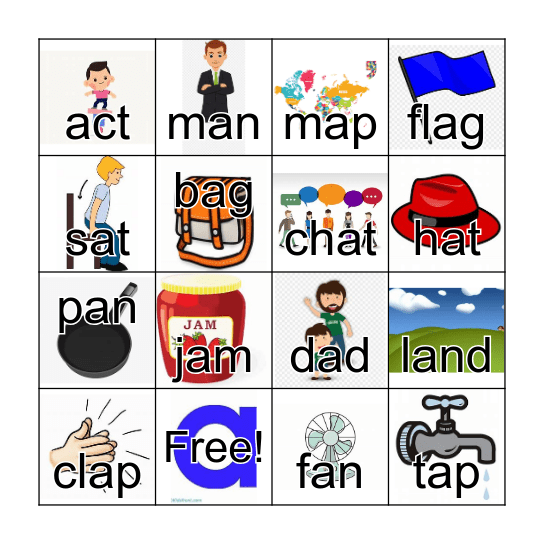 Short "a" Bingo Card