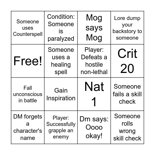 Eris Bingo Card