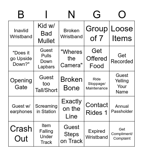 Big Dipper BINGO Card