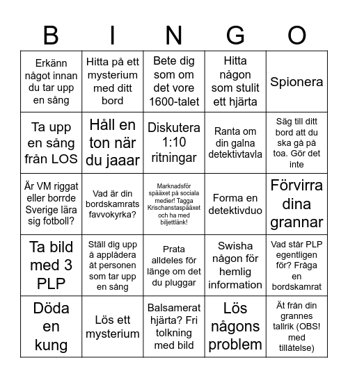 Bingo PLP 26 Bingo Card