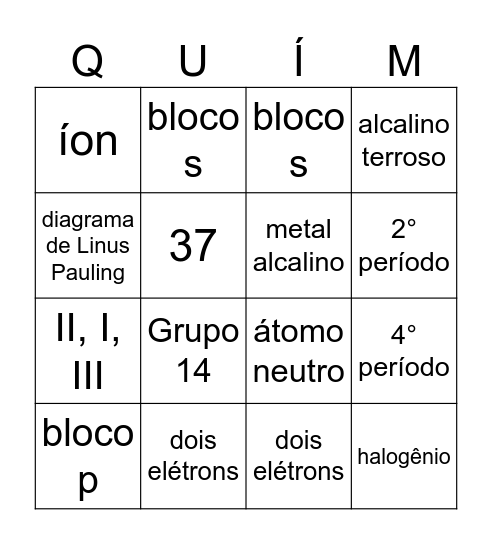 Bingo da Aula 14 Bingo Card