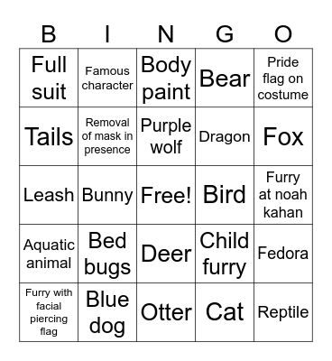 Anthrocon Bingo Card