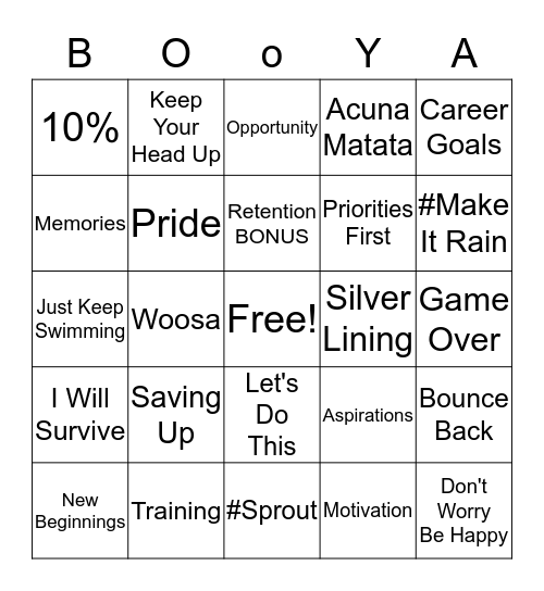 BOOYA Bingo Card