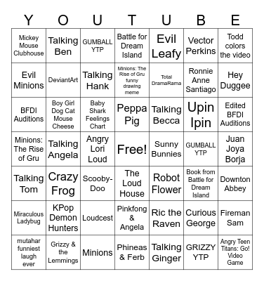 YouTube Bingo Card