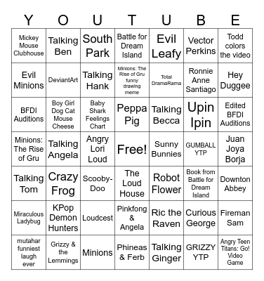 YouTube Bingo Card